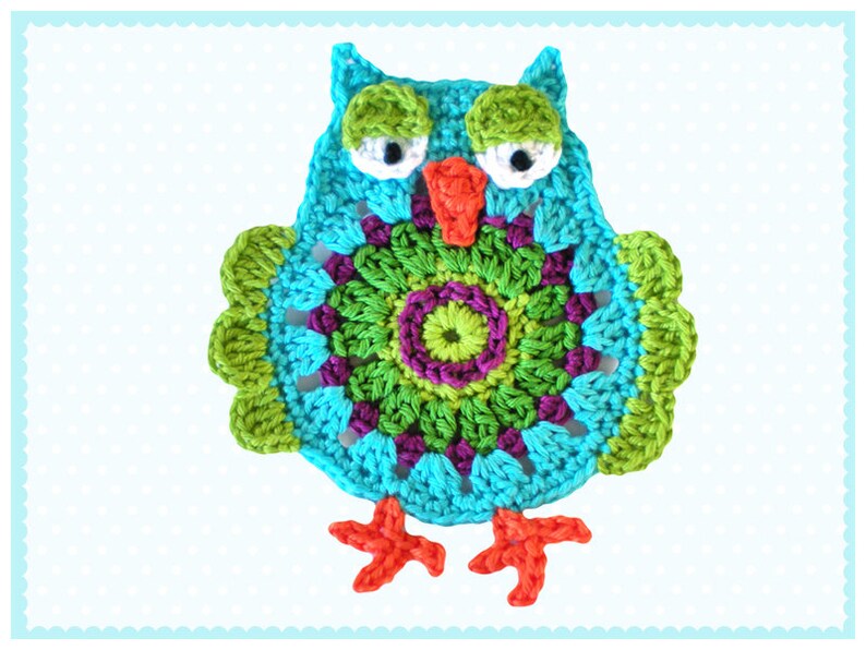 Owl, crochet applique, crochet owl, applique, patch, crochet picture, crochet owl image 2