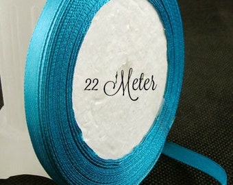 Satin Band 6mm türkis 22 Meter Rolle