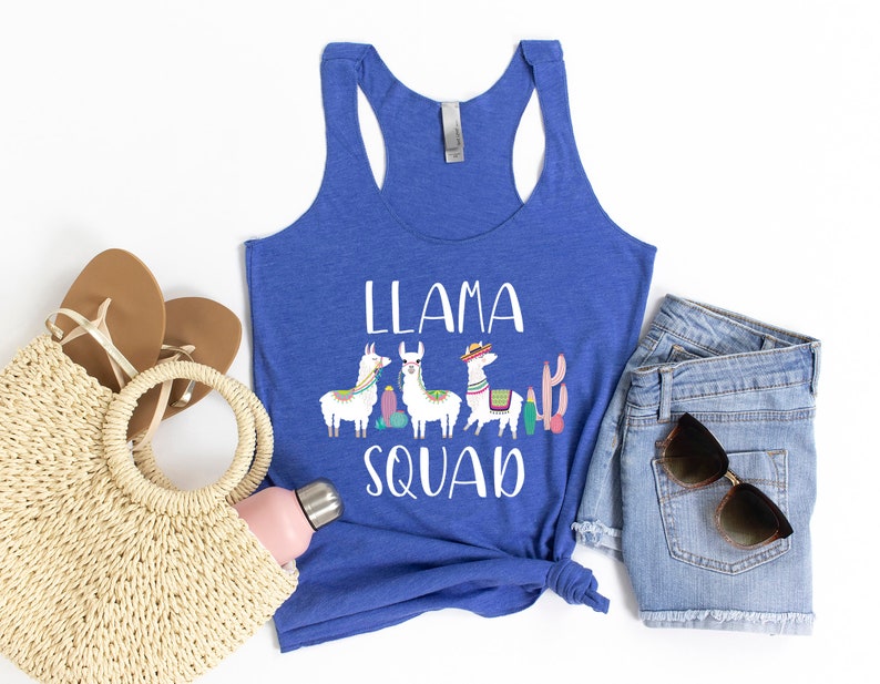 Llama Party Shirt Llama Birthday Shirt Llama Tank for Her Mama Lama T-Shirt Llama Squad Tank Top Llama Mom Shirt for Women