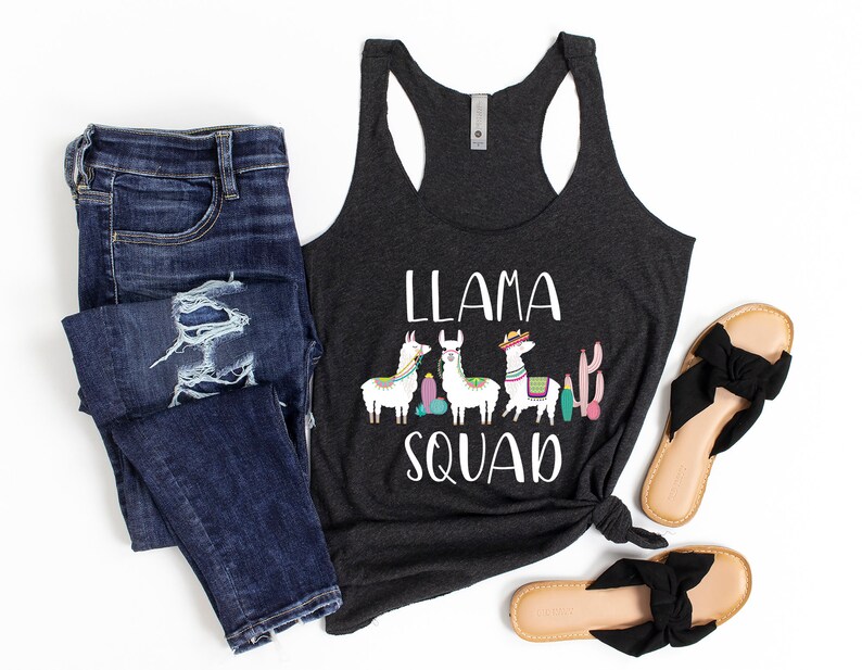 Llama Party Shirt Llama Birthday Shirt Llama Tank for Her Mama Lama T-Shirt Llama Squad Tank Top Llama Mom Shirt for Women