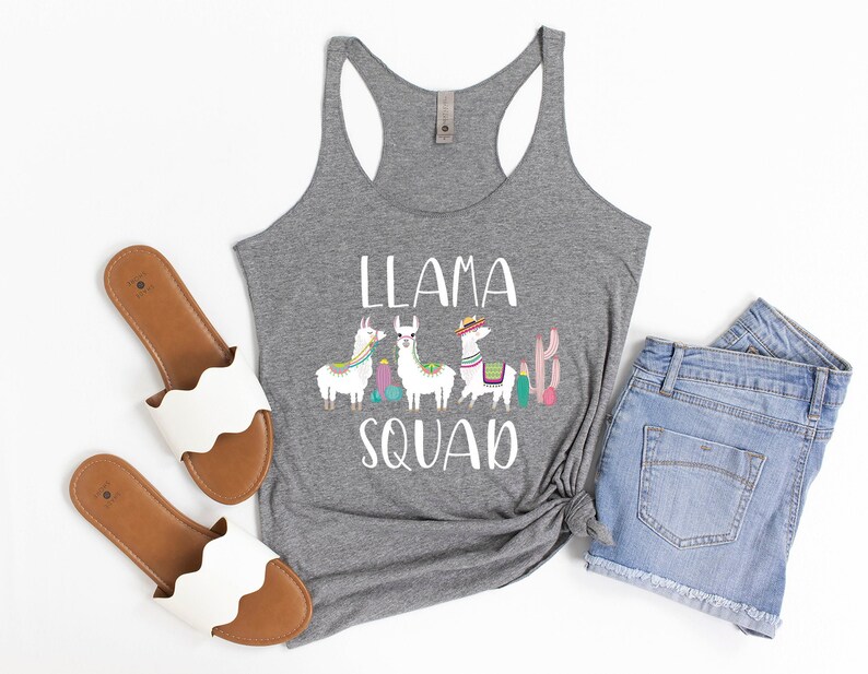 Llama Party Shirt Llama Birthday Shirt Llama Tank for Her Mama Lama T-Shirt Llama Squad Tank Top Llama Mom Shirt for Women