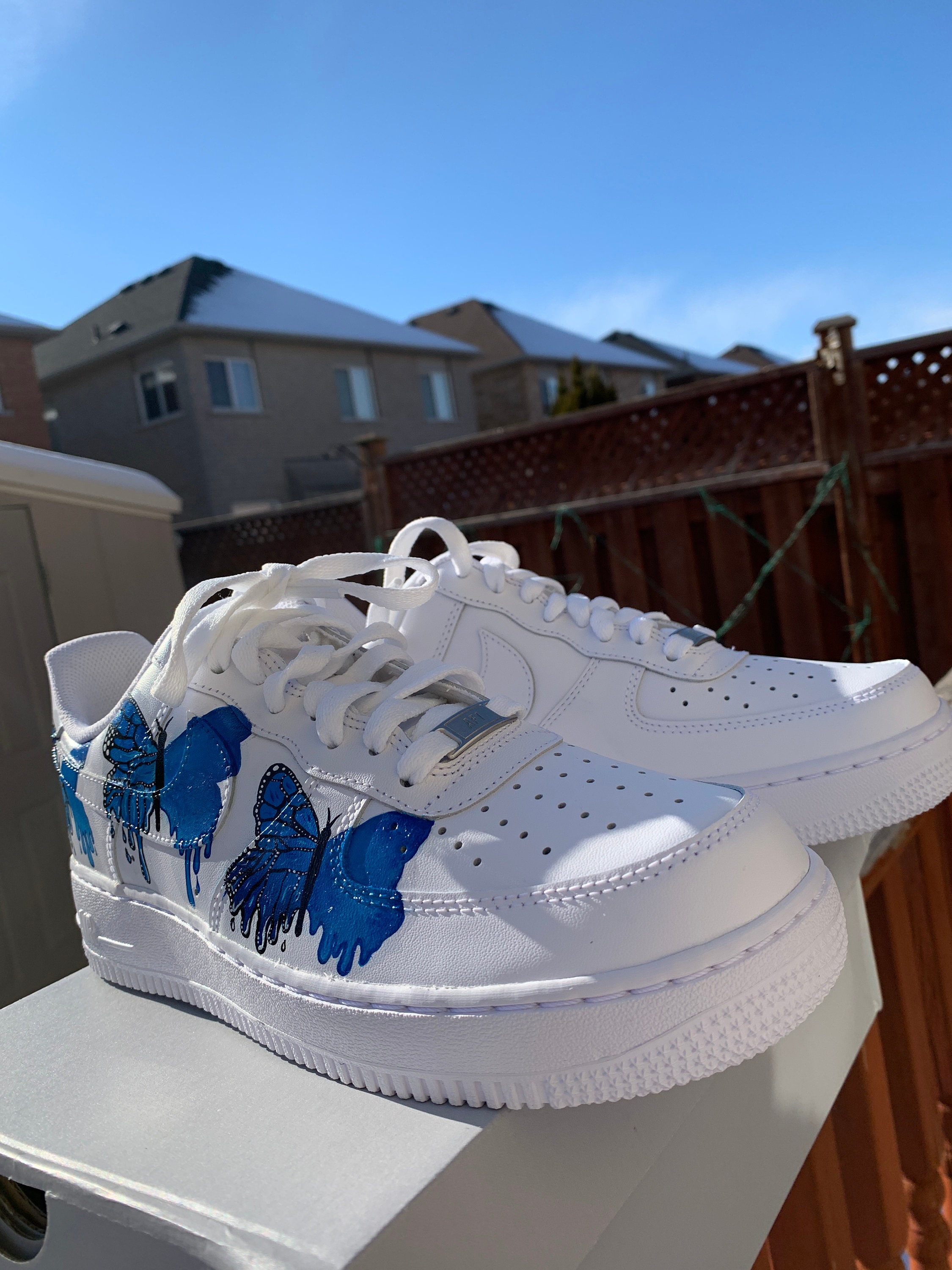 white air forces with butterflies
