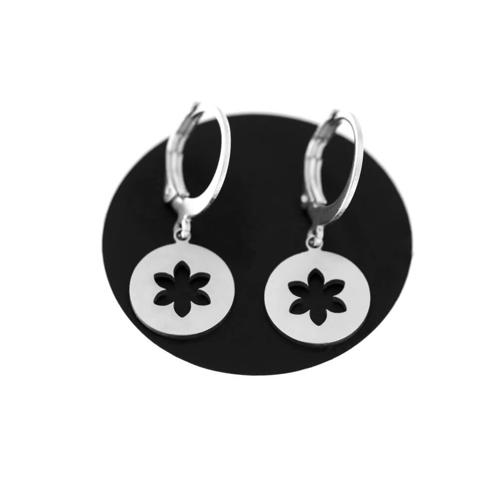 Orecchini A Goccia Dirndl Fiore Edelweiss - Finto Argento - Nuovi In Scatola Per Abito Tedesco