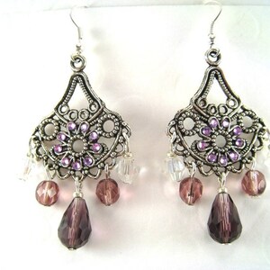 Ohrringe CHANDELIERS amethyst lila silber Ohrhänger violett auffallend Boho Hippie Bild 4