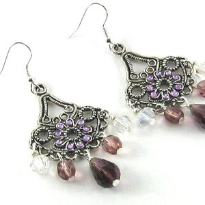 Ohrringe CHANDELIERS amethyst lila silber Ohrhänger violett auffallend Boho Hippie Bild 3