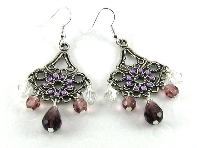 Boucles doreilles CHANDELIERS amethyst violet argent boucles doreilles violettes frappant boho hippie image 1