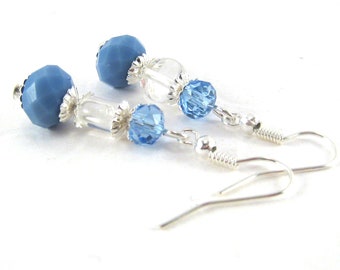 Earrings HIMMEL blue silver light blue medium blue blue tones glass beads delicate filigree light