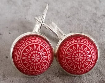 Earrings with Mosaic Cabochons