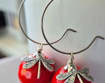 Earrings "vivid red"