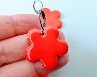 enamelled flower-shaped earrings