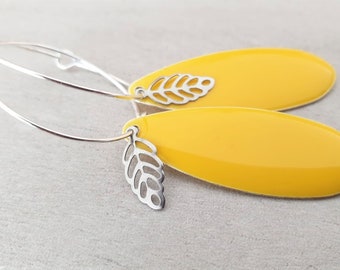 Boucles d'oreilles émaillées "Automne Jaune"