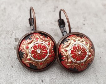 Pendientes "Oriente" rojo y blanco