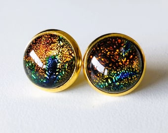 Stud earrings, dichroic