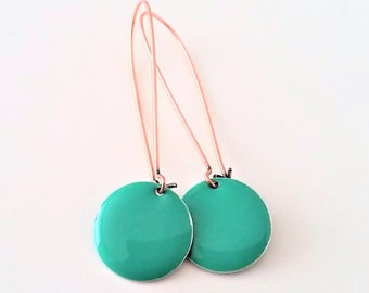 Pendientes esmaltados verde turquesa