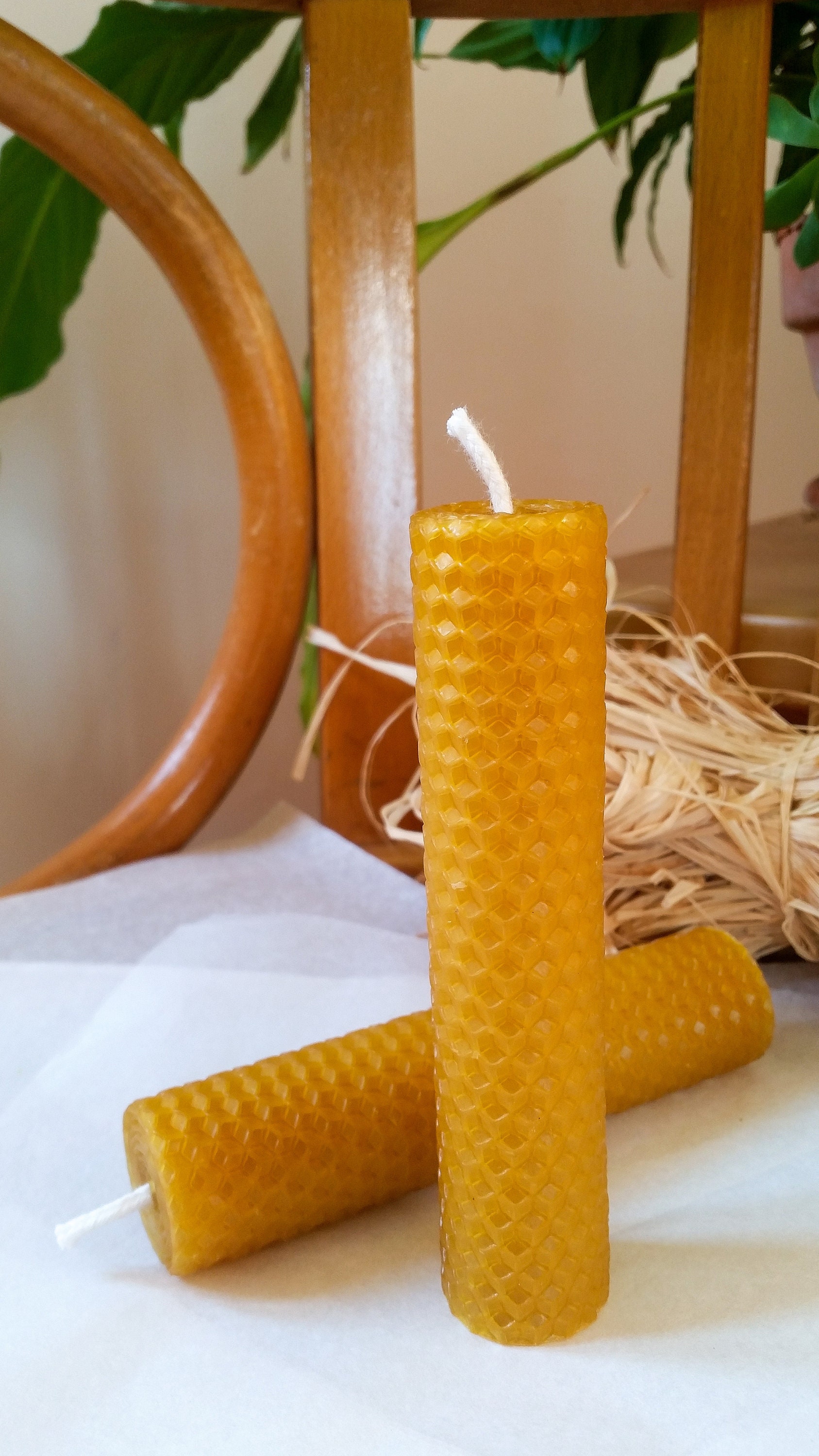 Bougies Danielle en Cire d'abeilles Gauffrés