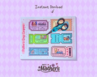 Coupons pour la Fête des Mères | Cadeau de dernière minute dessiné à la main (téléchargement numérique)