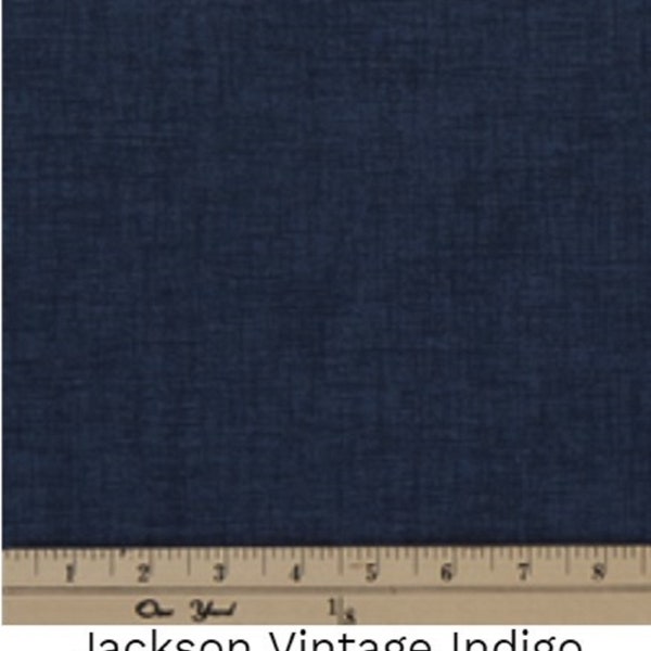 IN STOCK by the yard.  Fabrics for your cushion cover needs.  Premier Prints Jackson Vintage Indigo indoor