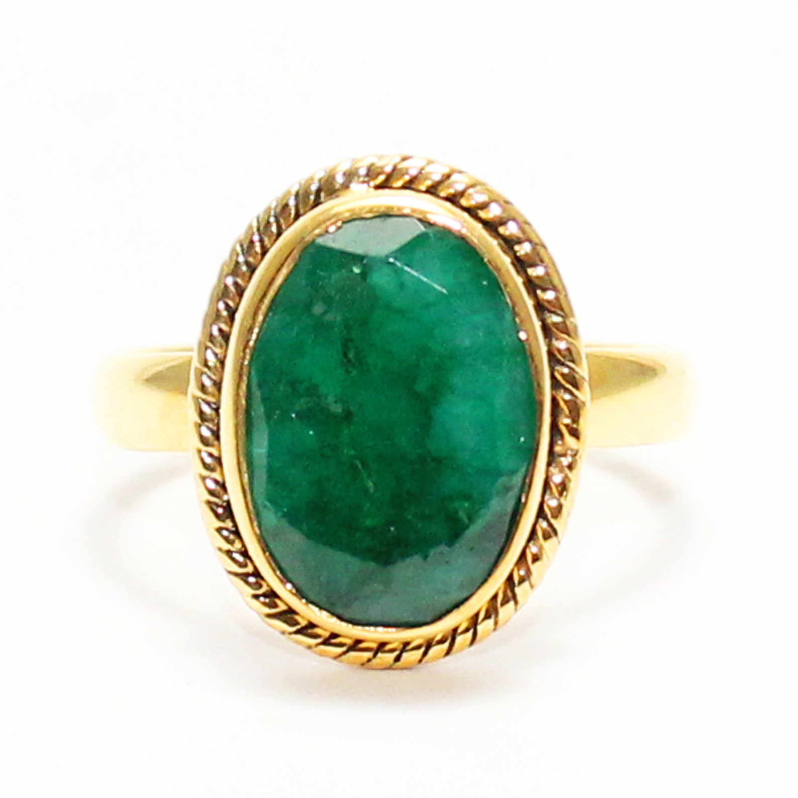 NATURAL EMERALD Gold Jewelry Handmade Ring / 14k Solid Yellow Etsy