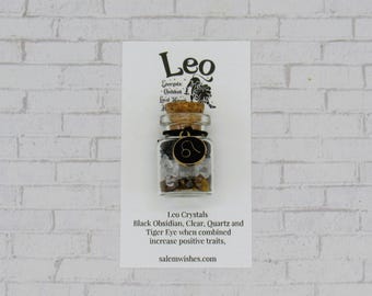 Leo Crystal Bottle, Leo Gift, Gift for Leo, Leo Birthday Crystals, Leo Zodiac Crystal, Leo Bracelet, Best Crystals for Leo's