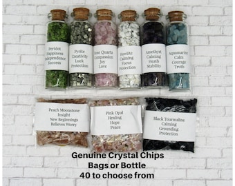 Genuine, Crystal Chips, 1oz Chips, Gemstone Chips, Create your own, Crystal set, Witchcraft crystals, Set intention, Crystal for Candles