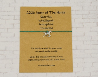2026 Gift, Year of the Horse, Chinese New Year, 2026, Horse Wish Bracelet, Horse Bracelet, Lunar Gift, Stocking Stuffer, Chinese Zodiac