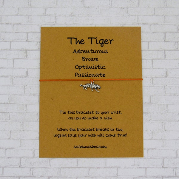 Tiger Gift, Tiger Wish Bracelet, Tiger Jewelry, Tiger Bracelet, Make A Wish, Tiger Themed Gift, Motivational Gift, Chinese Zodiac, Tiger