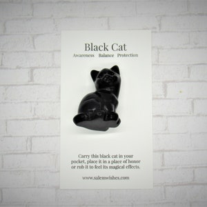 Black Cat Gift, Lucky Cat Gift, Black Obsidian, Cat Statue, Witch Cat, Halloween Gift, Pocket Charm, Lucky Charm, Cat Gift, Black Cat Charm