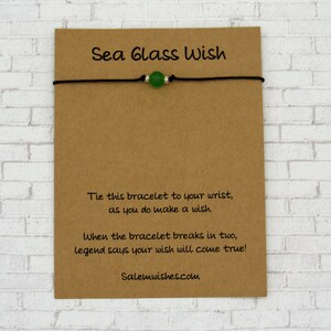 Green Sea Glass Wish Bracelet, Sea Glass Gift, Sea Glass Jewelry, Sea Glass Bracelet, Beach Glass Gift, Beach Themed Gift, Beach Life Gift