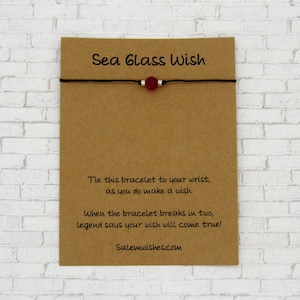Red Sea Glass Gift, Sea Glass Wish Bracelet, Sea Glass Bracelet, Red Sea Glass, Thinking of You Gift, Sea Glass Anklet, Beach Gift, Beach