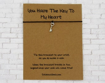 Key to my heart Wish Bracelet, Key To My Heart Gift, Anniversary Gift for Him, Anniversary gift for her,  Unique Anniversary  Gift, Fun Gift
