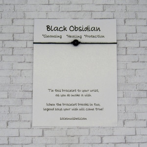 Black Obsidian Crystal, Black Obsidian Wish Bracelet, Healing Crystal, Protection Crystal, Protection Bracelet, Cleansing Bracelet