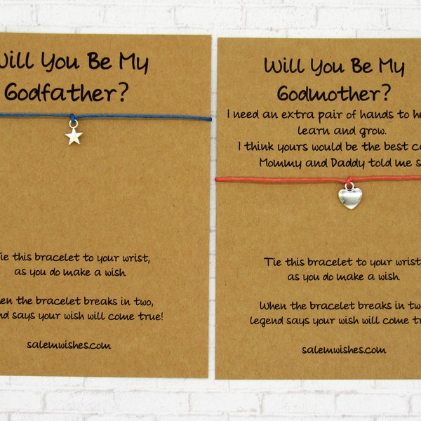 Godparent Gift, Godparent Wish Bracelet, Will You Be My Godmother, Godfather Gift, Will You Be My Godfather, Thank You gift for godmother