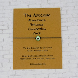 Custom Avocado Gift, Wish Bracelet, Avocado Jewelry, Personalized Gifts, Funny Avocado Gift, Food Gifts, Guacamole Gift, Make A Wish Card