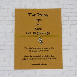 Daisy Gift, Daisy Wish Bracelet, Daisy Troop Gift, New Beginnings Gift, April Birthday Flower, Pregnancy Gift, Mother&#39;s Day Gift, Daisy