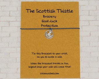 Scottish Thistle Bracelet, Scottish Thistle Wish Bracelet, Scottish Jewelry, Unique Scotland Gift, Scotland Bracelet, Scotland Gift