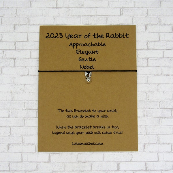 2023 Year of Rabbit Gift, Rabbit Wish Bracelet, Chinese New Year, 2023 Gift, 2022 New Year's Gift, Rabbit Zodiac Gift, Chinese Zodiac, 2023