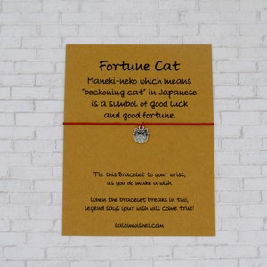 Fortune Cat, Waving Cat, Wish Bracelet, Japanese Cat, Lucky Cat, Cat Lover Gift, Custom Cat Gift, Cat Bracelet, Personalized Gifts, Cats