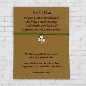 Irish Wish, Shamrock Wish Bracelet, Irish Blessing, Irish Gift Idea, Irish Poem Gift, Ireland, Irish, Irish Christmas, St Patrick&#39;s Day Gift
