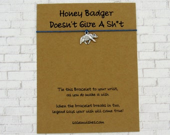 Honey Badger Gift, Badger Wish Bracelet, Funny Gift, Custom Honey Badger Card, Badger Gift, Cheer Up Gift, Cheer Up Card