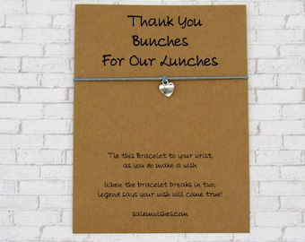 Thank You Bunches For Our Lunches Wish Bracelet, Cafeteria Staff Thank You Gift, Gift For School Cafeteria Staff