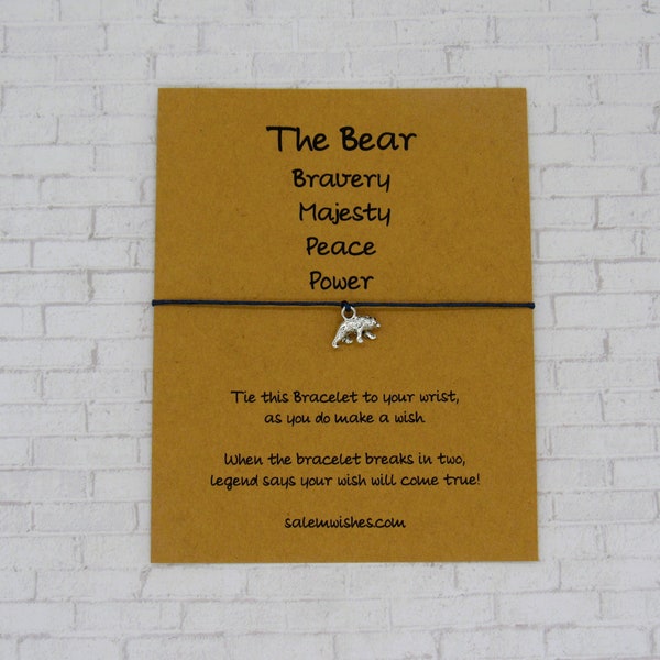 Bear Gift, Bear Gift, Bear Wish Bracelet, Grizzly Bear Gift, Mama Bear Gift, Papa Bear Gift, Bear Hug Card, Brown Bear Gift, Black Bear Gift