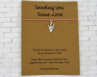 Sending You Some Love Gift, I Love You Wish Bracelet, Get Well Gift, Thinking of You Gift, Unique Birthday Card, Valentine's Day Card