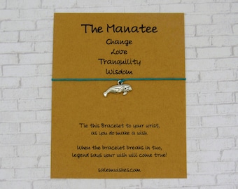 Manatee Gift, Manatee Wish Bracelet, Manatee Anklet, Personalized Manatee Gift, Florida Manatee, Thinking of You Gift, Valentine's Day Gift
