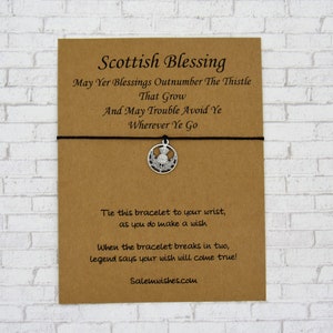Scottish Blessing, Scottish Thistle Wish Bracelet, Scottish Jewelry, Unique Scotland Gift, Scotland Gift, Thinking of You Gift, Scots