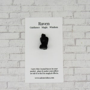 Raven, Raven Gift, Black Obsidian, Bird Statue, Black Bird, Crow Figurine, Crystal Bird, Pocket Charm, Lucky Charm, Crow Gift, Raven Charm