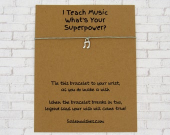 Music Teacher Gift, Music Teacher Wish Bracelet, Teacher Appreciation Gift, Choir Leader, Band Leader, Chorus Teacher Gift, Piano Teacher
