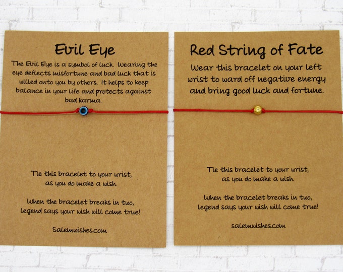 COLORFUL BLING Evil Eye Wish Bracelet Set - 2pcs Adjustable Handmade Cord Bracelets For Protection & Luck - View #5