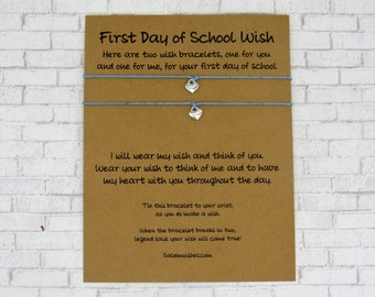 First Day of School, Mommy and Me Back to School Wish Bracelet, Personalized First Day of School Gift, Starting School Separation Anxiety