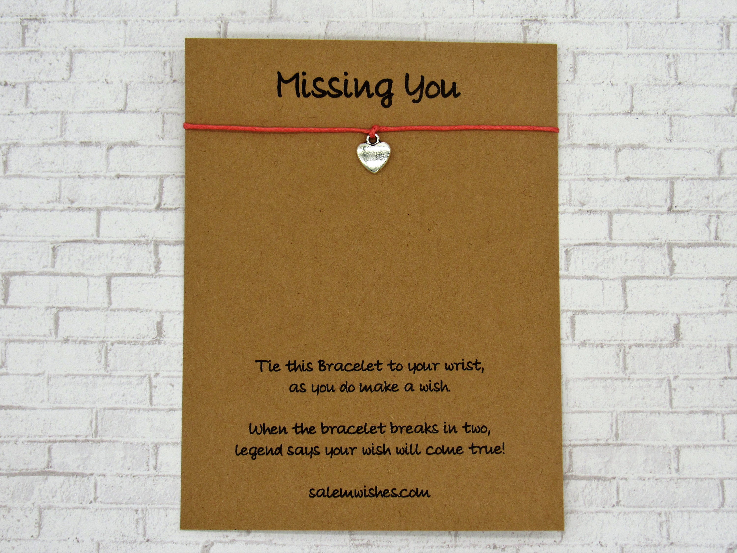 Missing You Gift Missing You Wish Bracelet Thinking of You Etsy