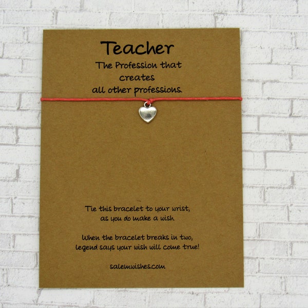 Gift for Teachers, Teacher Wish Bracelet, Teacher Appreciation, Teacher Thank You, Teachers End of Year Gift, Appreciation Card for Teachers